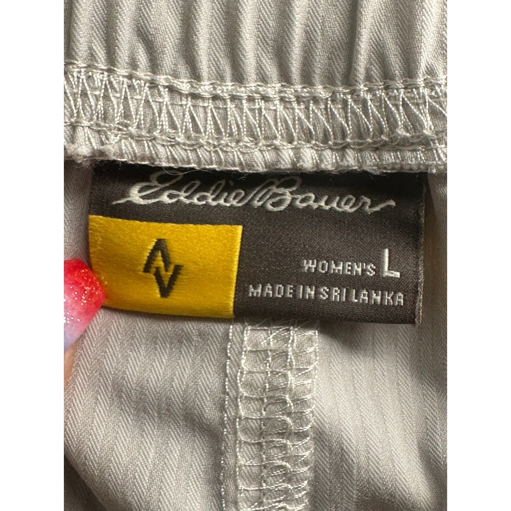 Eddie Bauer Travex Jogger Pants Womens L Gray Toggle Cuff Ruched Hiking Travel - Picture 5 of 13